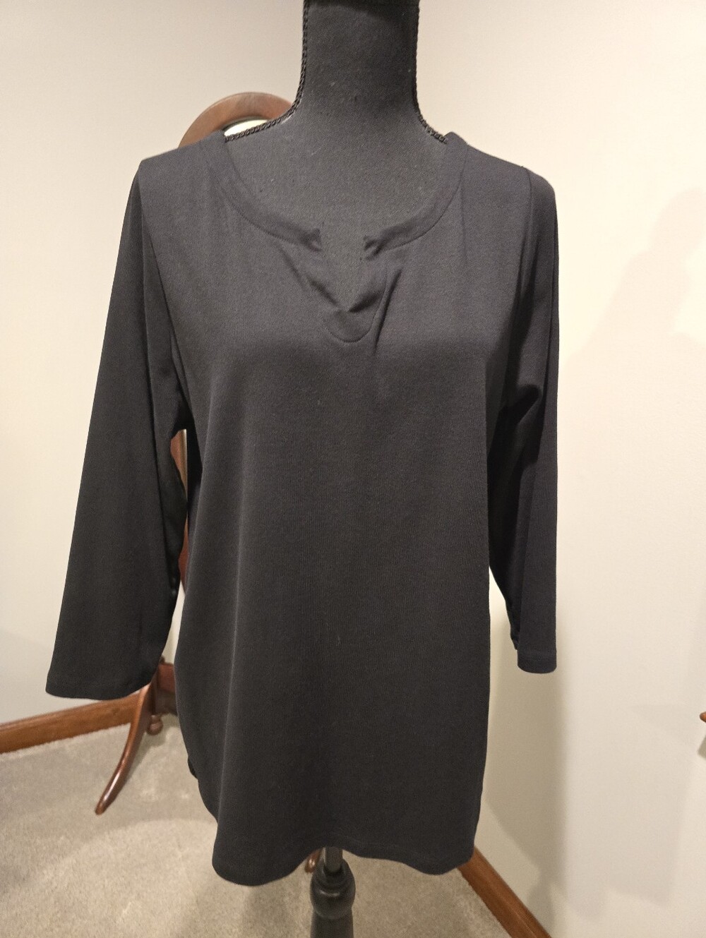 Talbots Black Scoop Neck Long Sleeve Top